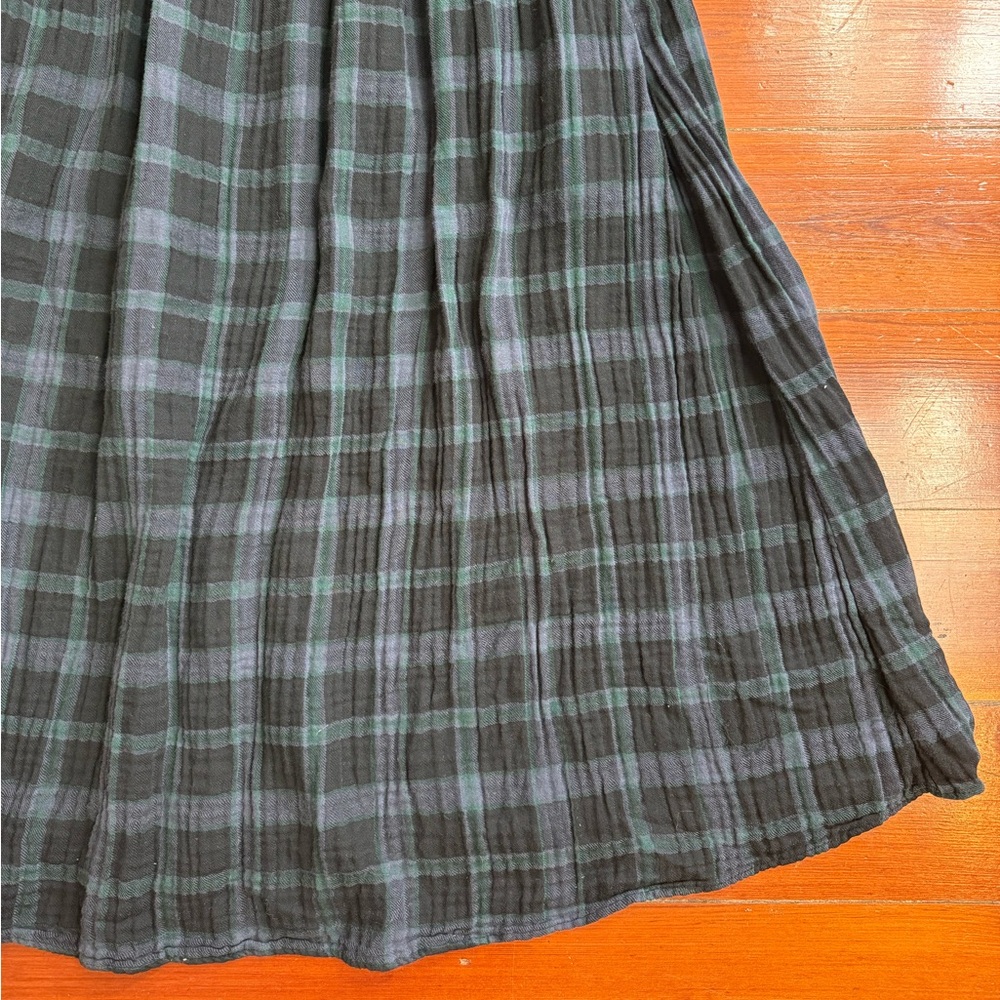Madewell 100% Cotton Lightspun Long Sleeve Smocked Midi Plaid Dress Sz 2X 💚🍄 - Picture 9 of 12